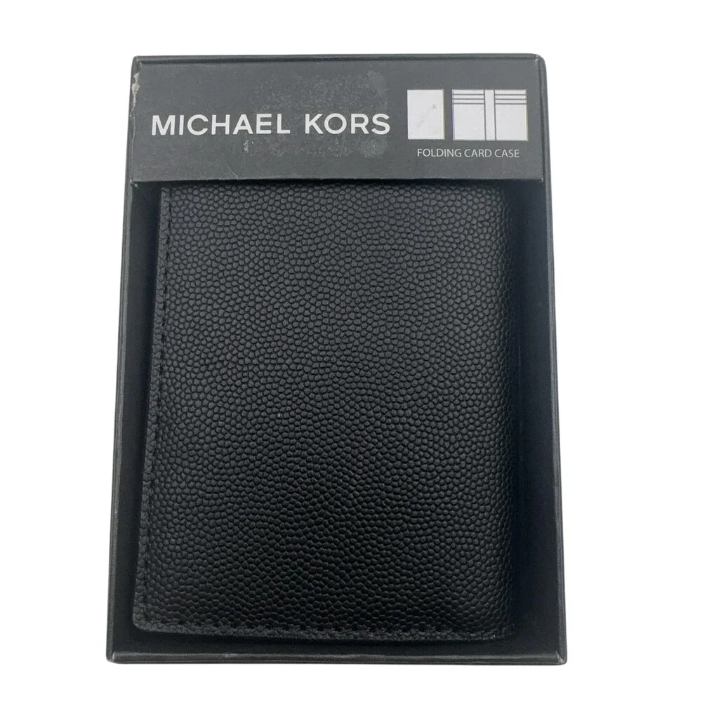 Michael Kors Wallet Mens Black Leather Bifold Folding Card Case Malone